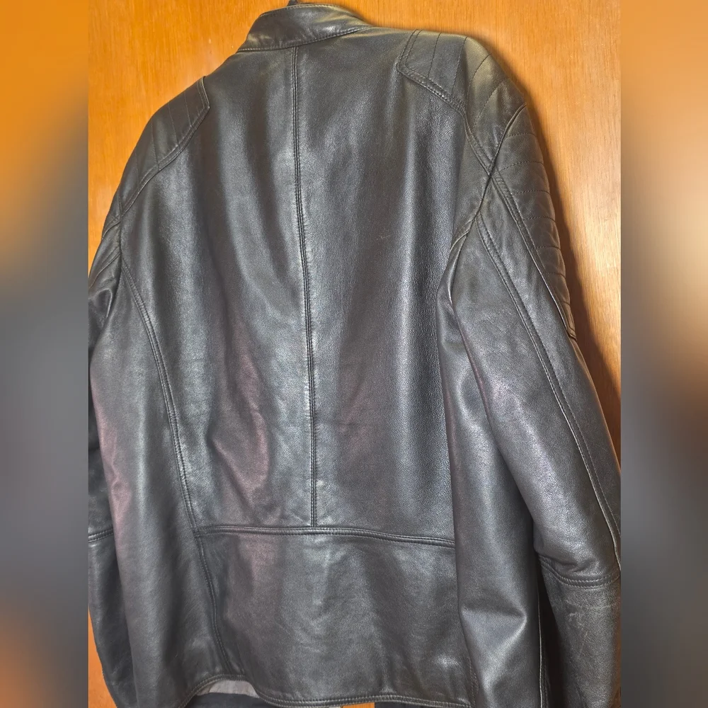 HUGO BOSS BLACK LEATHER BIKER JACKET XL 52